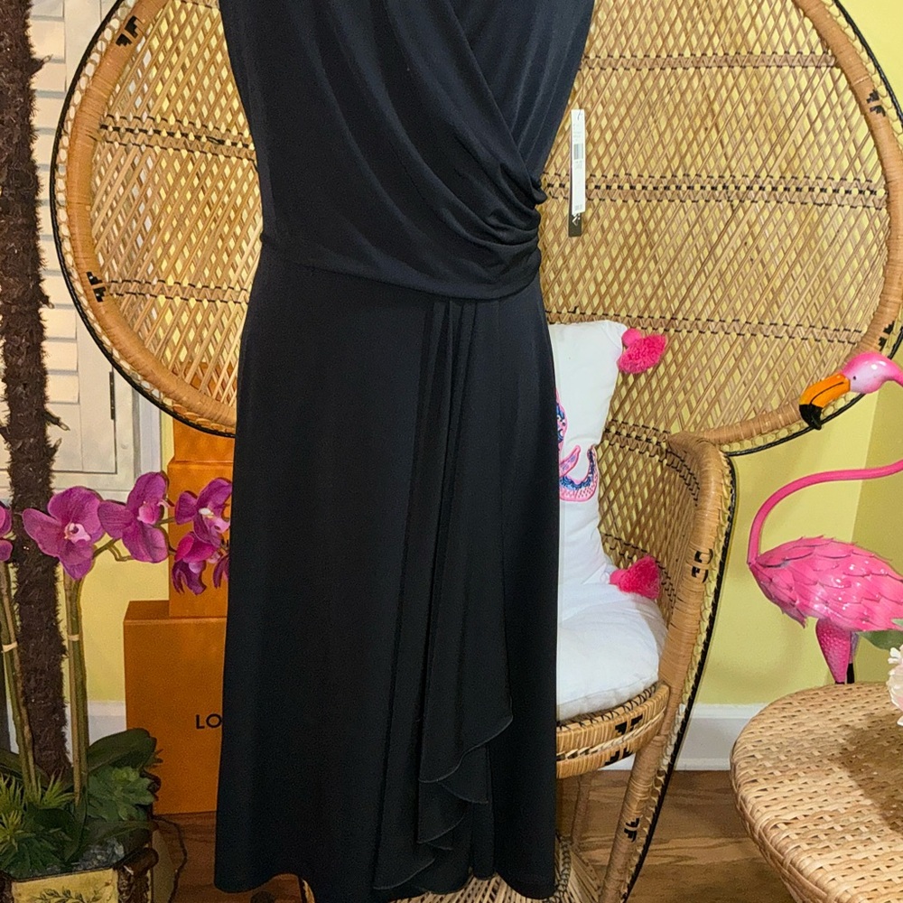 AGB NWT Dress Faux Wrap Black Size L - Picture 7 of 15